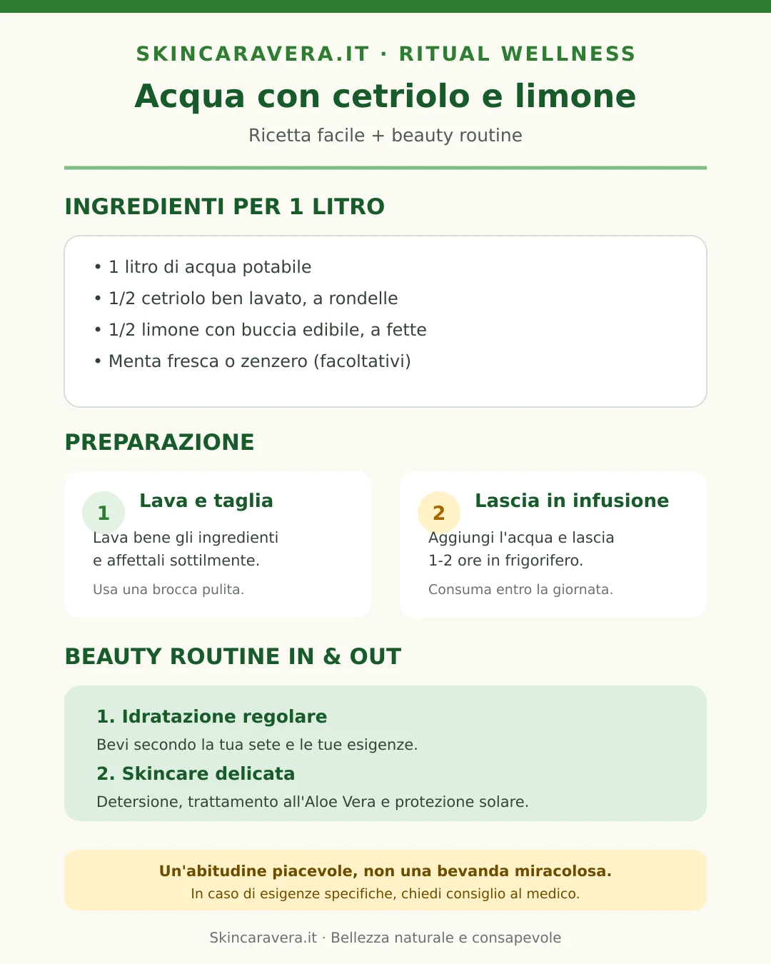 Ricetta dell'acqua con cetriolo e limone e routine skincare